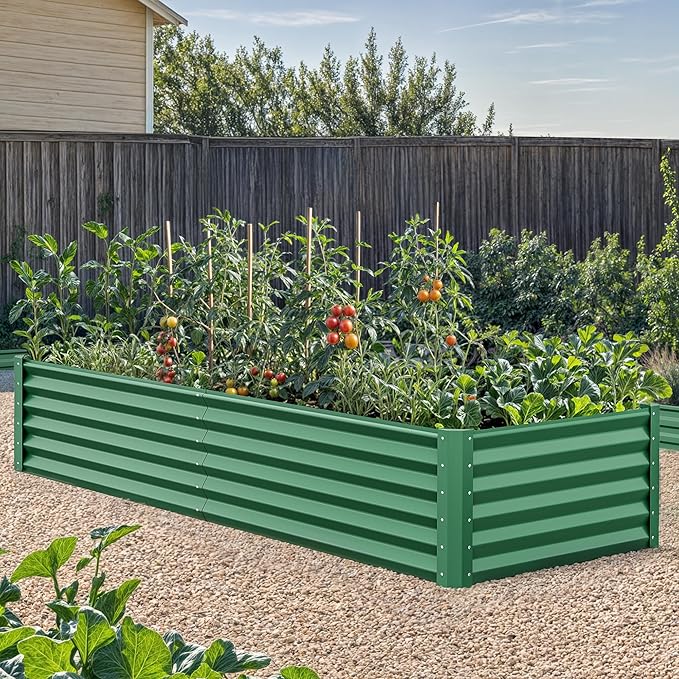 YITAHOME 72x36x18 in 2pcs Galvanized Raised Garden Bed Kit, Large Metal Planter Box with Gloves & Support Rod, Outdoor Flower Bed for Plants Vegetables, Green