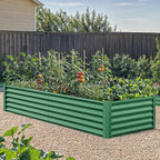 YITAHOME 72x36x18 in 2pcs Galvanized Raised Garden Bed Kit, Large Metal Planter Box with Gloves & Support Rod, Outdoor Flower Bed for Plants Vegetables, Green