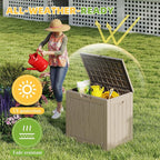 ROJIK Outdoor Storage Housing Deck Box - Waterproof Patio Furniture, Garden Tools, Cushions, Pool Accessories Storage Bench with Lockable Lid and Side Handles (Grey)