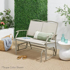 Best Choice Products 2-Person Outdoor Patio Swing Glider Steel Bench Loveseat Rocker for Deck, Porch w/Textilene Fabric, Steel Frame - Sage Green/Brown