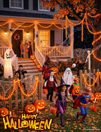 Solar Halloween Chain Lights, 10.4 FT 175 LED Orange Plastic Chain | String Lights with Remote, Waterproof Outdoor Spooky Glowing Halloween Decorations for Yard, Graveyard, Haunted House, Party