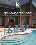 KINGYES HDPE Patio Rocking Chair Set of 2, Outdoor Rocking Chairs Porch Rocker for Adults, Navy