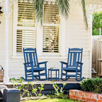 LUE BONA Outdoor Rocking Chairs Set of 2, Weather Resistant Poly Plastic Rocker Chairs, 350lb Heavy Duty, Oversized Porch Rocker for Adult, High Back Smooth Rocking Chairs for Outdoor & Indoor, Blue