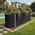 YITAHOME 24" Tall 9 in 1 Raised Garden Bed Kit,96x24 in Large Galvanized Metal Planter Box with Gloves, Safety Rubber & Support Rod, Outdoor Flower Bed for Plants Vegetables Flowers, Black