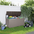 121 Gallon Outdoor Storage Box - Deck Box Waterproof Patio Furniture, Garden Tools, Cushions, Pool Accessories Outside Storage Resin Box, Grey