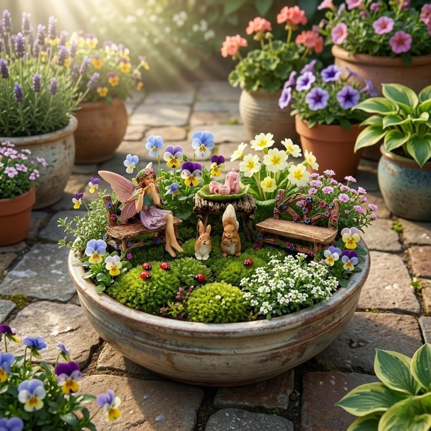PRETMANNS Fairies for Fairy Garden Accessories Kit, 14 Piece Fairy Set | Fairy Garden Accessories Kit, Figurines & Garden Fairy Ornament, Furniture Included, Bunny, Squirrel & Ladybugs