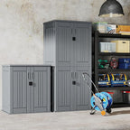 EHHLY Heavy Duty Tall Storage Cabinet Outdoor Weatherproof, 28 Cuft Garage Storage Cabinet with 4 Adjustable Shelves, Lockable Kitchen Pantry Closer Organizer, 31Wx23Lx66H, Sage Grey