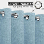 Easy-Going Linen Look Outdoor Curtains Waterproof Windproof Porch Curtains, Soft Thicken Outdoor Privacy Curtains for Patio, Gazebo, Grommet Top and Tab Bottom Drape, 1 Panel, 110x96 inch, Sky Blue