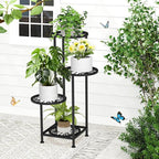 4 Tier Plant Stand Outdoor Indoor, Metal Flower Shelf Display Holder, Multiple Plants Corner Tall Flower Holders for Patio Balcony Porch Garden Living Room (Black)