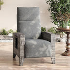 IDEALHOUSE Wicker Outdoor Recliner Reclining Patio Chairs with Adjustable Back & Footrest 150° Lay-Flat Reclining with Air Pump Rattan Flip-Up Side Table Outdoor Lounge Chairs for Pool Deck Balcony
