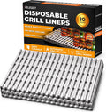 Disposable Aluminum Grill Liners & Grill Toppers | Heavy-Duty, Tear & Heat Resistant BBQ Foil Sheets | Perfect for Public Park Grills, Outdoor BBQ, Camping & Tailgating | 12 x 20 Size, 10-Pack