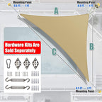Amgo Custom Size 13' x 16' x 20.6' Sand Beige Right Triangle Sun Shade Sail UPF50+ AGTAPRT12, Order to Make Canopy Awning, 95% UV Blockage, Water & Air Permeable, Commercial Standard (We Customize)
