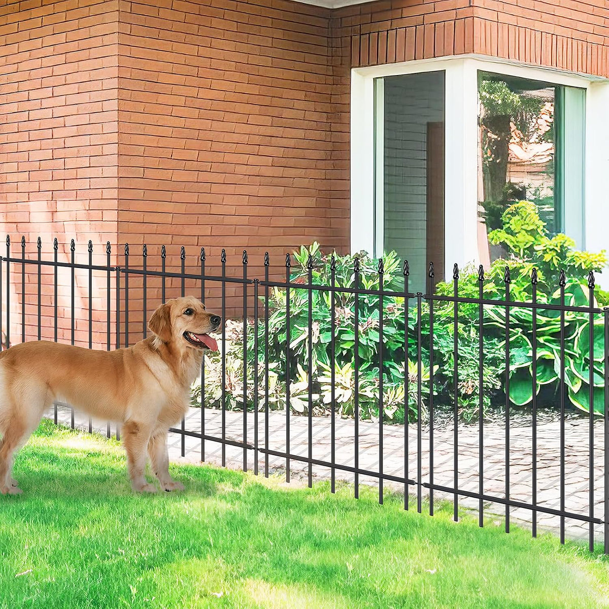 decorative metal garden fence 30" x 10', outdoor, main product view