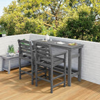 SERWALL Outdoor Bar Set with 9ft Umbrella, All-Weather HDPE Patio Bar Chairs and Table, Outdoor Furniture Set for Poolside, Backyard, Garden - Grey