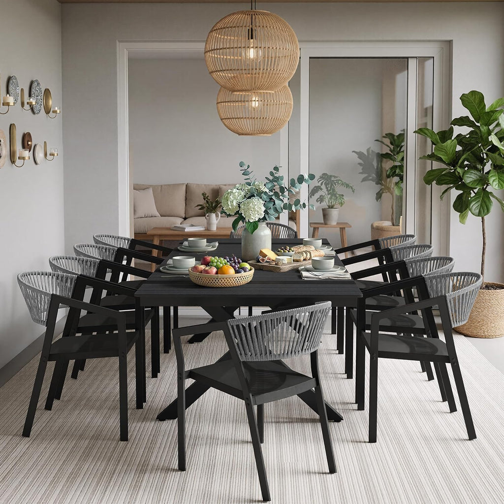 Patio Dining Chairs Set of 2 Aluminum Stackable Outdoor Chairs | Wicker Barrel Backrest Armchairs for Patio, Deck, Backyard, Grey