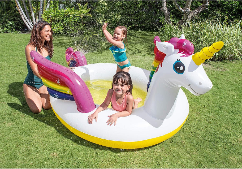 Intex Mystic Unicorn Spray Pool Inflatable Pool, White