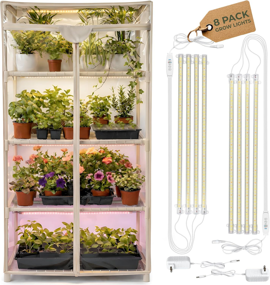 carpathen indoor greenhouse with grow light, 4 tiers, main product view