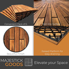 majestick goods 6-pack longboard acacia wood interlocking deck, close-up detail
