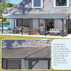 AECOJOY 14' x 12' Gazebo Outdoor Pergola, 12x14 Large Wall-Mounted Hard Top Lean to Metal Gazebo Shelter Pergolas and Gazebos Clearance with Patio Roof, Heavy Duty Awnings for Backyard, Decks
