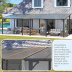 AECOJOY 16' x 12' Gazebo Outdoor Pergola for Patio, 12x16 Large Wall-Mounted Hard Top Lean to Metal Gazebo Shelter Pergolas and Gazebos Clearance with Patio Roof, Heavy Duty Awnings for Decks