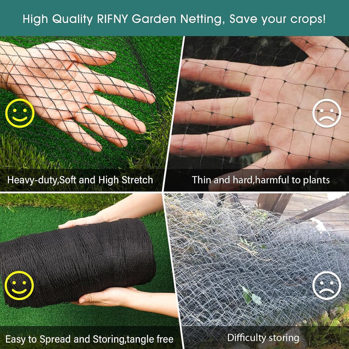 bird netting for garden protection, anti bird mesh showing dimensions