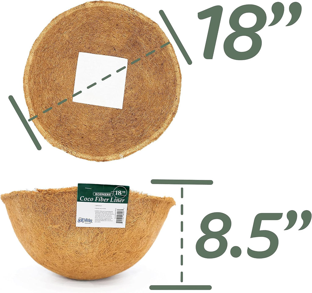 Bosmere F550 18-Inch Pre-Formed Replacement Coco Liner with Soil Moist, Brown (Pack of 2)