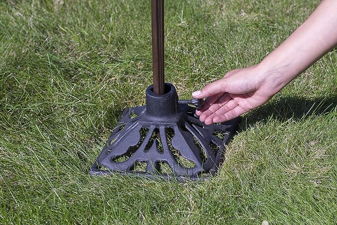 TIKI Cast Iron Torch Stand – Heavy-Duty, Freestanding & Weather-Resistant Torch Base for Patio, Garden, Deck & Backyard – Fits Torch Poles 0.75" to 1.25" – 9" x 9", Black