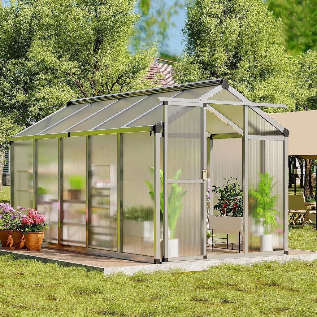 6x10 ft greenhouse, outdoor sliding door, polycarbonate greenhouse, main product view