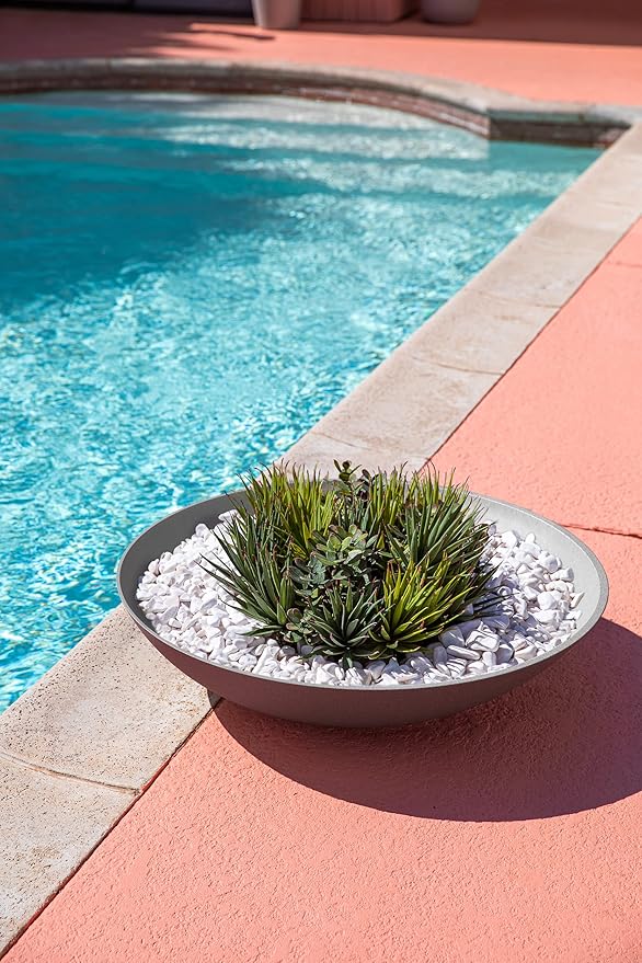 Veradek Mason Series Lane Bowl Planter| for Indoor or Outdoor Tabletops/Gardens |Made from Plastic-Stone Composite with Drainage Holes|Modern Décor for Flowers, Succulents, Small Plants