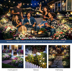 Solar Lights Outdoor, 120LED 4pack Fairy Garden Lights Decor for Outside Fireworks Lights Solar Powered for Yard, Patio, Pathway, Walkway, Balcony, Warm White
