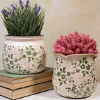 Vintage Ceramic 6.11'' Plant Pots, Decorative Vase for Indoor Garden, Room & Home Decor, Sage Beige