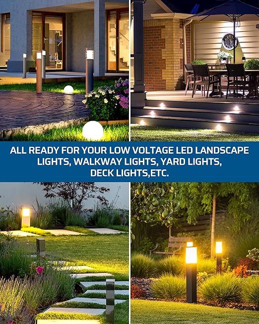DEWENWILS 200W Weatherproof Low Voltage Landscape Lighting Transformer, 120V to 12/15V AC, Metal Low Voltage Landscape Transformer with Photocell & Timer, Multi Zone Landscape Lighting Transformer