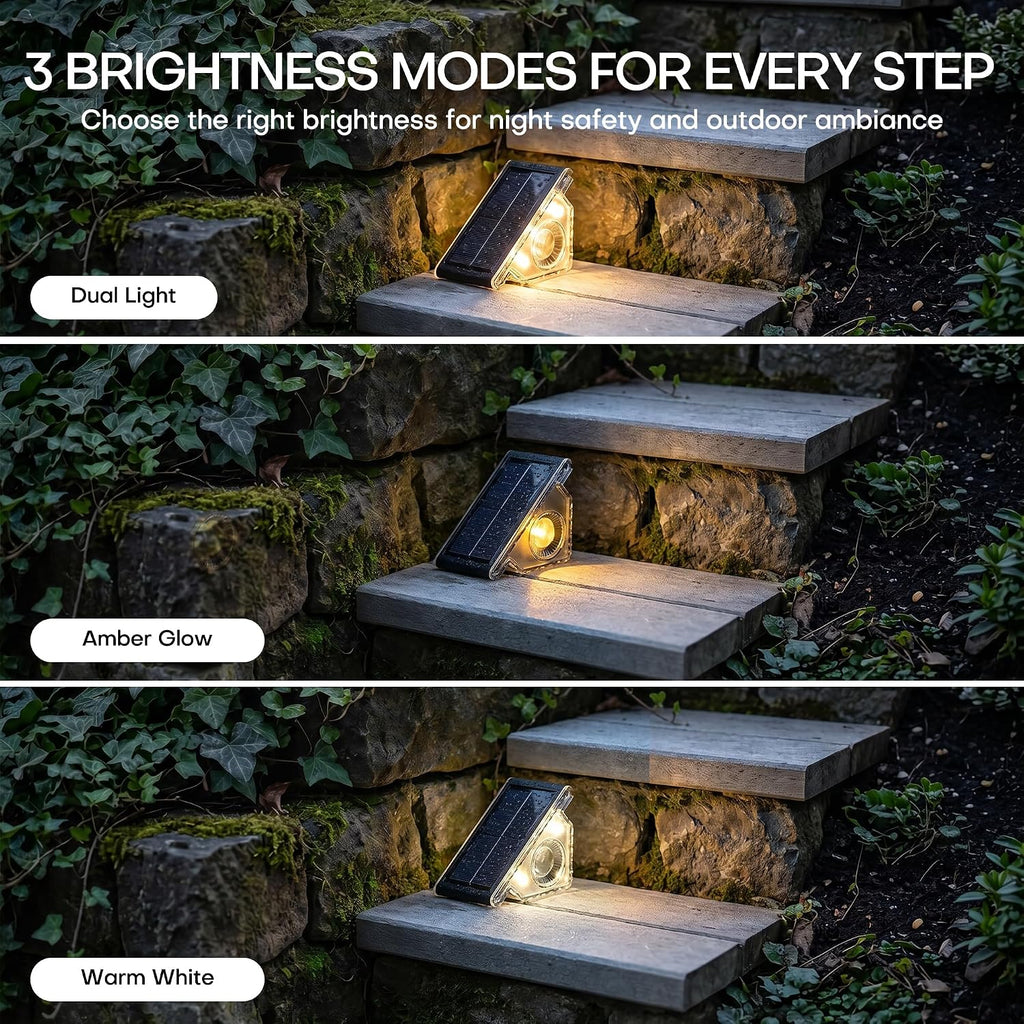 solar step lights 8 pack,solar deck lights outdoor, close-up detail