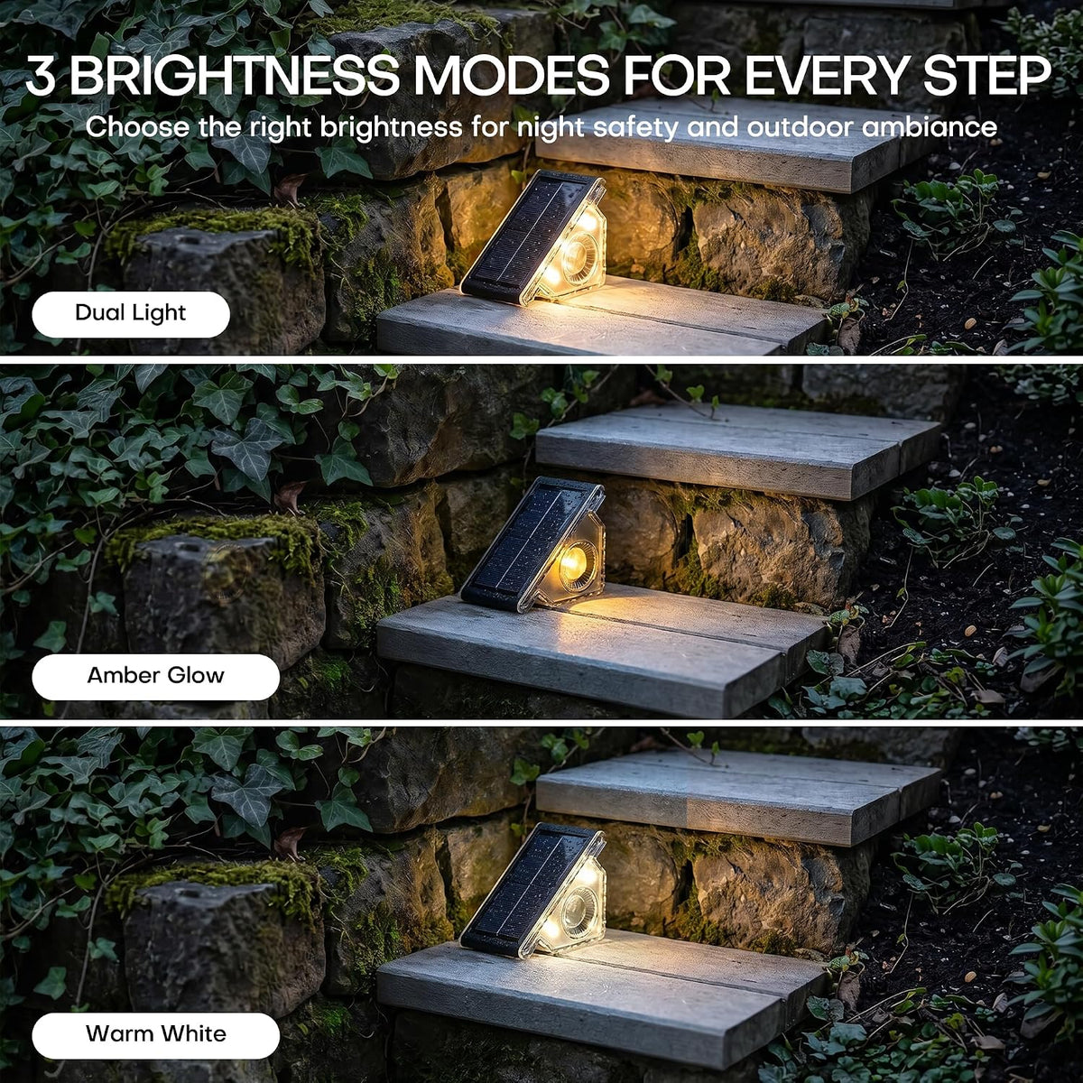 solar step lights 8 pack,solar deck lights outdoor, close-up detail