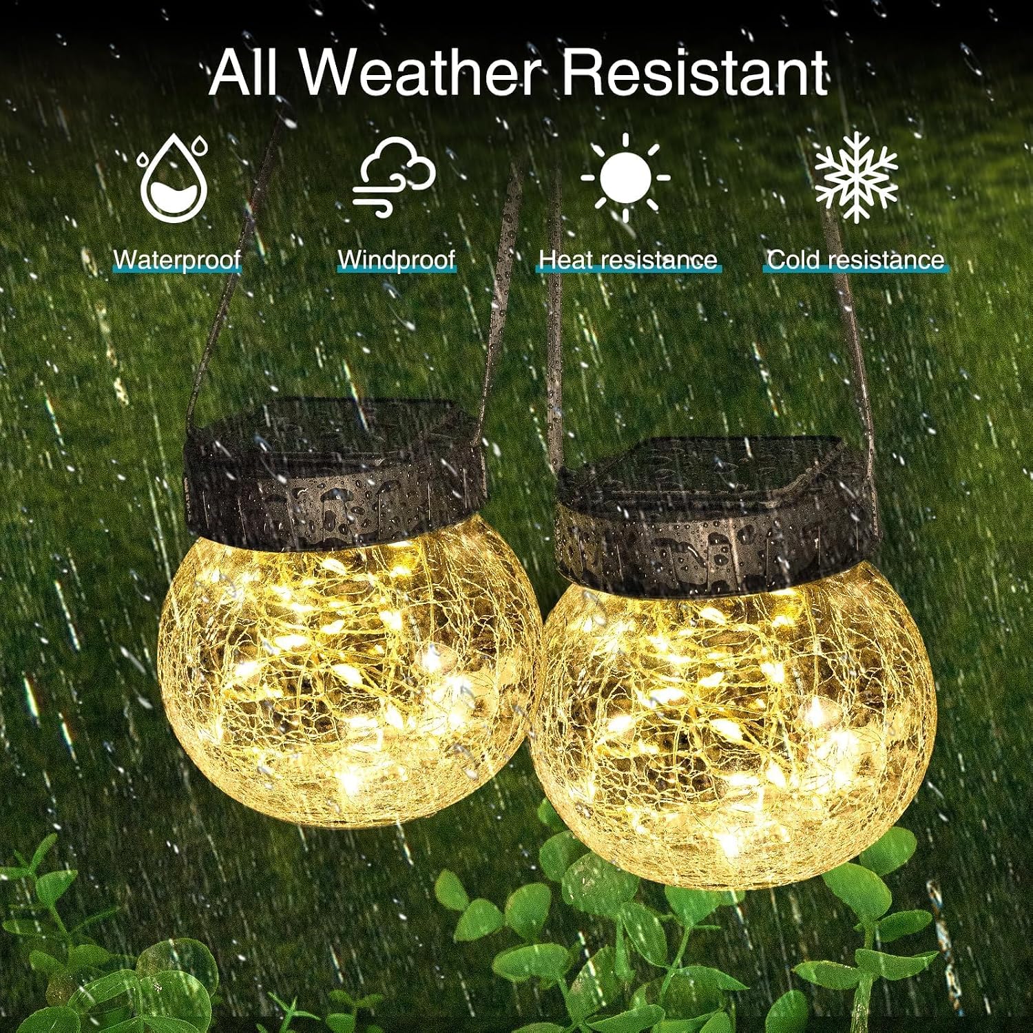 Kolpop Solar Lanterns Outdoor Waterproof 6 Pack, Hanging Solar Lights with 30 LED, Cracked Glass Hanging Globes for Garden Patio Fence Yard Christmas Tree Decoration,Warm White