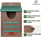 Kingsyard Large Recycled Plastic Wooden Owl House, Waterproof Screech Owl Bird Boxes for Outside, Owl Nesting Box Kit with Screws Ideal for Wildlife, Elf, Pygmy, Garden, Air Ventilation. Green