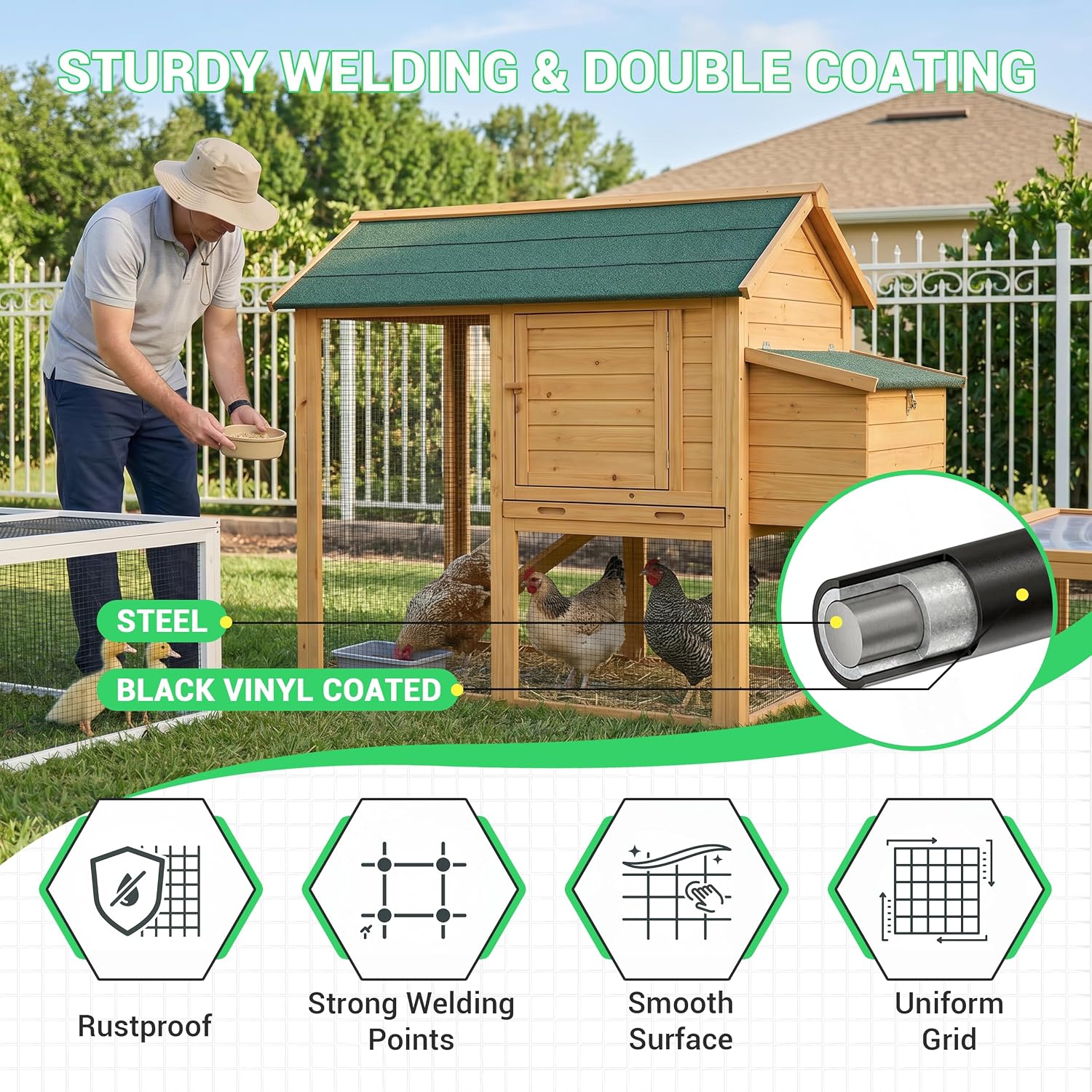 Land guard 48 inch×100 ft Black Vinyl Coated Hardware Cloth, 19 Gauge 1/2 inch Black PVC Hardware Cloth, Welded Wire Fence Supports Poultry Netting Cage Fence…………