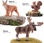 solid north american woodland forest animal figurines set shown in use