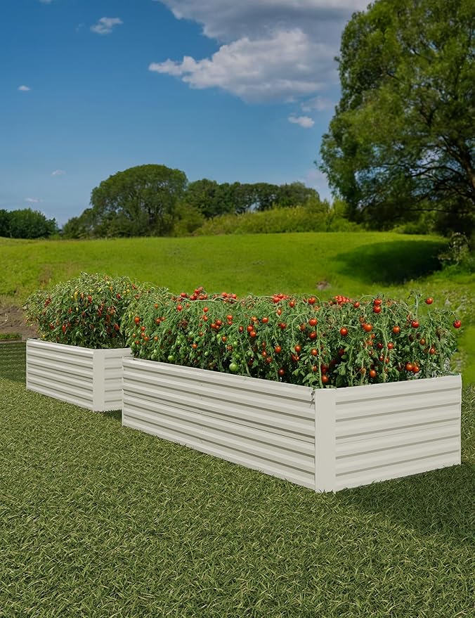 GarveeLife 2pcs 6x3x2 ft Galvanized Raised Garden Bed, 24" Tall Metal Planter Box for Flowers Vegetables, Rust-Resistant Raised Garden Beds for Gardening, Easy Assembly Outdoor Garden Box & Planters