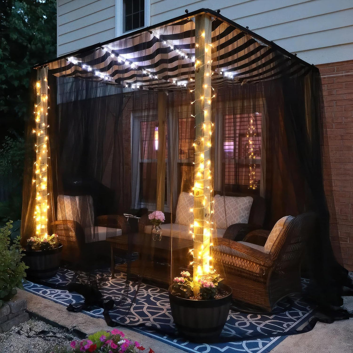 netting cover, 10x50 ft black garden-netting, polyester mosquito, side view