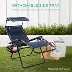 Best Choice Products Folding Zero Gravity Outdoor Recliner Patio Lounge Chair w/Adjustable Canopy Shade, Headrest, Side Accessory Tray, Textilene Mesh - Burgundy