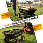 cammoo 13" no-flat tires 1400lb garden cart wheelbarrow showing dimensions