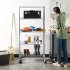 Amazon Basics 5-Shelf Adjustable, Heavy Duty Storage Shelving Unit on 4" Wheel Casters, Easy to Move Portable Wire Shelving, No Tools Needed for Easy Assembly, 30" x 14" x 64.8", Chrome