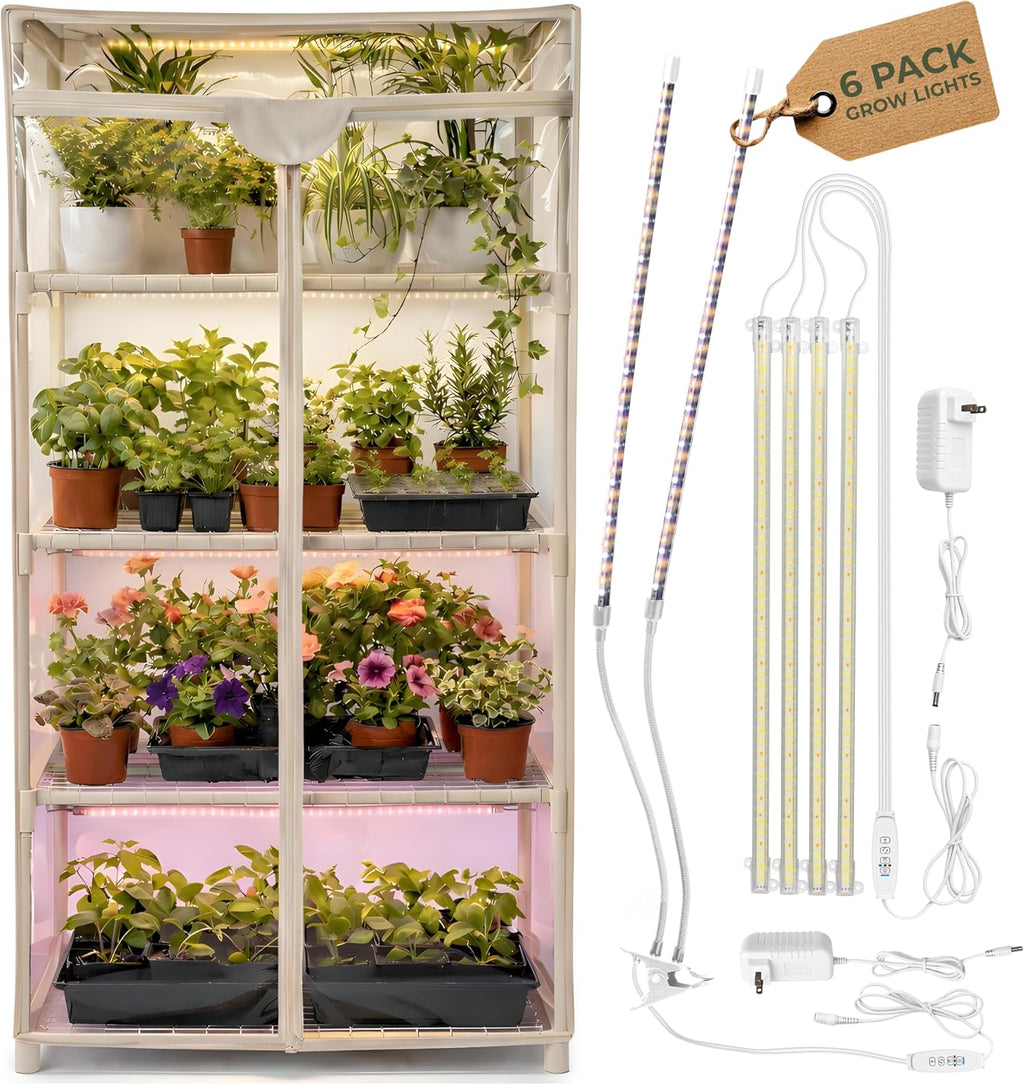 carpathen indoor greenhouse with grow light, 4 tiers, main product view
