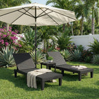 EFU Lounge Chair Outdoor, Set of 2 High-Impact PP Tanning Chairs, Black | All-Weather UV-Resistant & Waterproof Patio, Heavy Duty Pool Lounge Chairs Great for Pool & Yard, 5 Position Adjustable