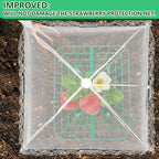 4 Sets Strawberry Plant Supports with Plant Protectors from Animals,Strawberry Growing Support Stakes with Mesh Plant Cover and Metal Garden Lawn Spikes Strawberry Planting Stand for Garden Vegetables