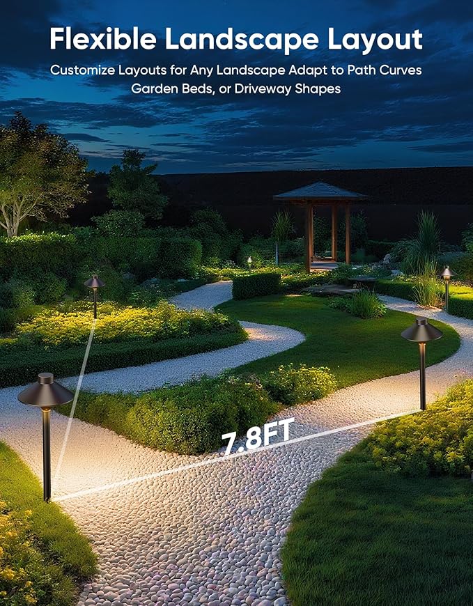 PARTPHONER Low Voltage Landscape Lighting 6-Pack, Aluminum 12V Pathway Lights with G4 Bulbs, Waterproof Oil Rubbed Bronze Color Wired Path Lights with Connectors for Walkway Yard Garden