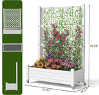 EasyUp Raised Garden Bed with Trellis for Climbing Plants,Outdoor Herb Garden Planter with Drainage Plug and Gauge,Durable Dust-Proof Resin for Garden, Patio, Balcony, and Backyard