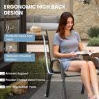 Patio Dining Chairs Set of 4, Outdoor High Stacking Chairs for All Weather, Breathable Seat Fabric and Alloy Steel Frame for Backyard, Porch, Garden (Brown)