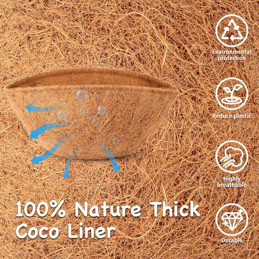LAVEVE Coco Coir Liner Replacement for Plant Hanging Basket, 2 PCS 16 Inches Round Thick Coconut Fiber Liners for Garden Flowers Vegetables Pot, Box Planter | 100% Natural Round Thick Coconut Fiber Liners for Garden Flowers Vegetables Pot, Box Planter